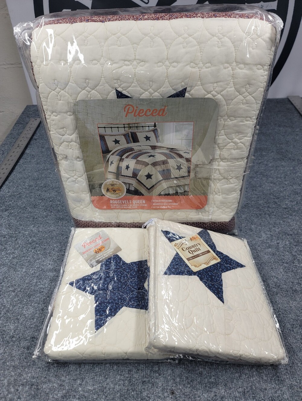 Cracker Barrel Roosevelt Patchwork Queen Quilt 88” X 90” & (2) 20"×26" Shams NEW